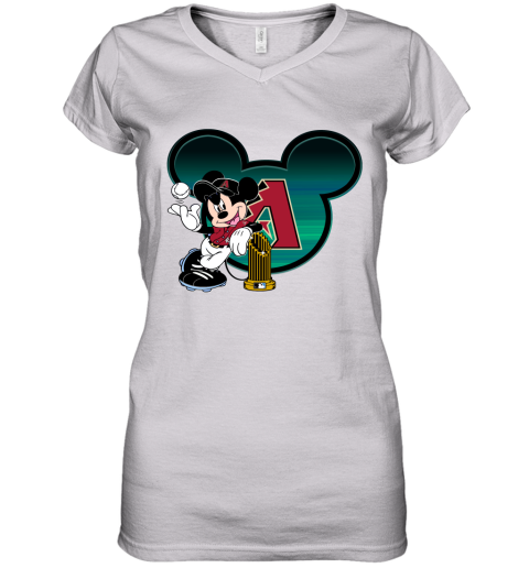 MLB Arizona Diamondbacks The Commissioner's Trophy Mickey Mouse Disney Baseball T Shirt DD3Em0Hr7q4 women v neck t shirt 39 95 151514 front white
