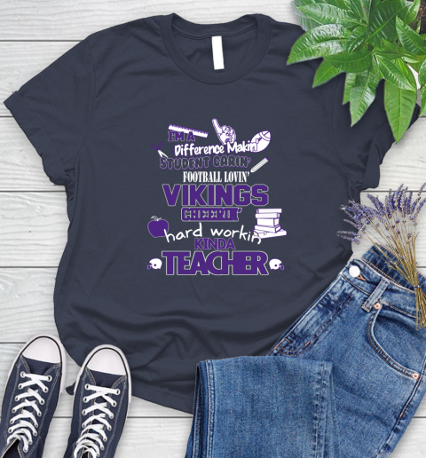 Minnesota Vikings NFL I'm A Difference Making Student Caring Football Loving Kinda Teacher Women's T-Shirt - Image 15