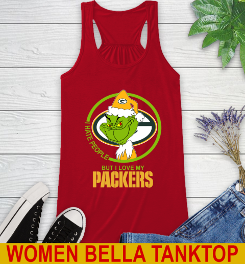 Green Bay Packers NFL Christmas Grinch I Hate People But I Love My Favorite Football Team Racerback Tank 6