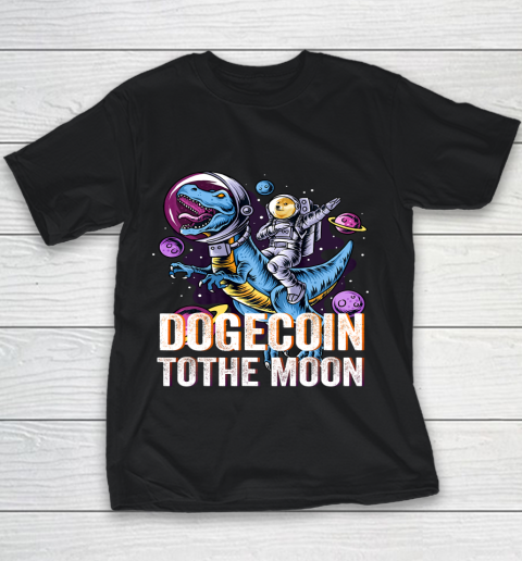 Dogecoin To The Moon T rex Cryptocurrency Youth T-Shirt