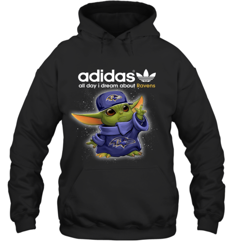 Baby Yoda Adidas All Day I Dream About Baltimore Ravens Hoodie