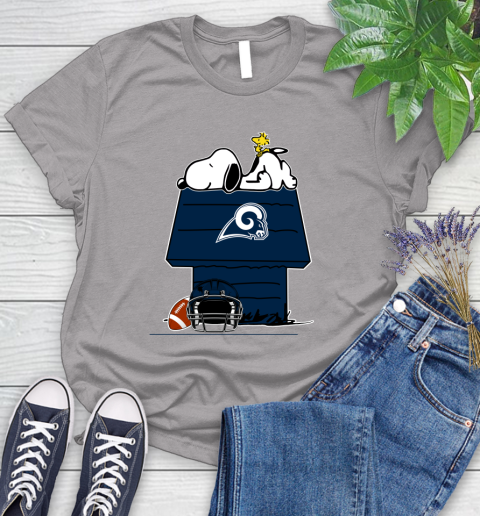 Los Angeles Rams NFL Football Snoopy Woodstock The Peanuts Movie Women's T-Shirt 5