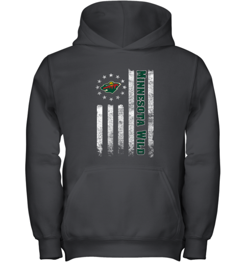 NHL American Flag Hockey Sports Minnesota Wild Youth Hoodie