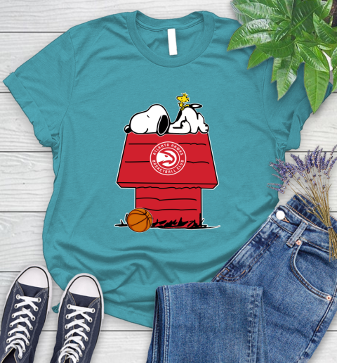Atlanta Hawks NBA Basketball Snoopy Woodstock The Peanuts Movie Women's T-Shirt 12