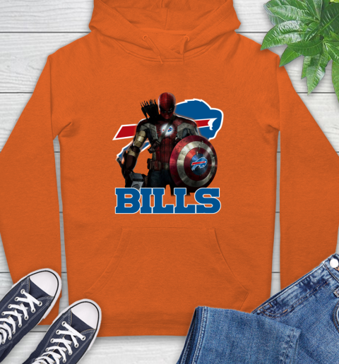 NFL Captain America Thor Spider Man Hawkeye Avengers Endgame Football Buffalo Bills Hoodie 5