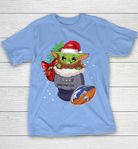 Denver Broncos Christmas Baby Yoda Star Wars Funny Happy NFL Youth T-Shirt 10