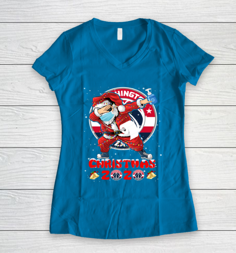 Washington Wizards Funny Santa Claus Dabbing Christmas 2020 NBA Women's V-Neck T-Shirt 5