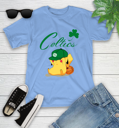 NBA Pikachu Basketball Sports Boston Celtics Youth T-Shirt 11