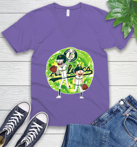 MLB Oakland Athletics Rick And Morty Baseball Sports V-Neck T-Shirt 10