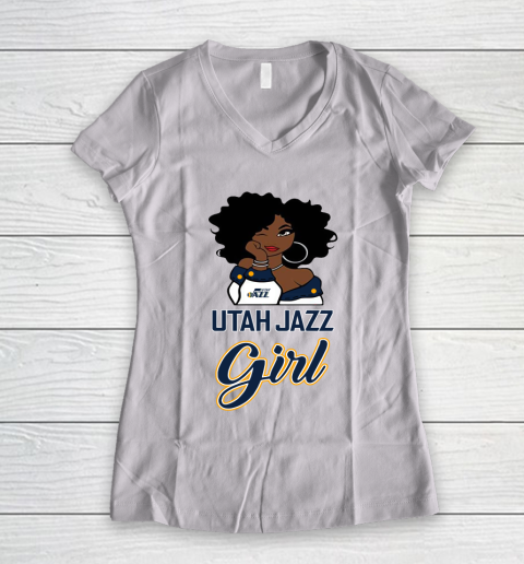 Utah Jazz Girl NBA Women's V-Neck T-Shirt 2