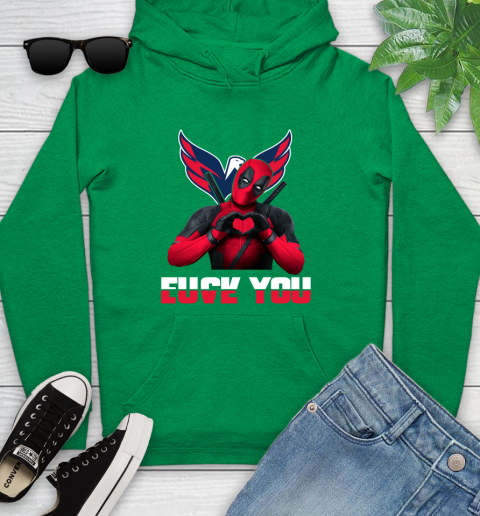 NHL Washington Capitals Deadpool Love You Fuck You Hockey Sports Youth Hoodie 9