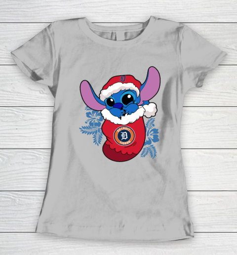 Detroit Tigers Christmas Stitch In The Sock Funny Disney MLB Women's T-Shirt 6