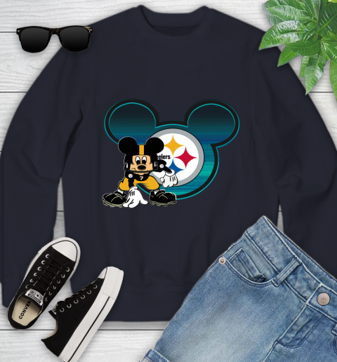NFL Pittsburgh Steelers Mickey Mouse Disney Football T Shirt Youth Sweatshirt 3