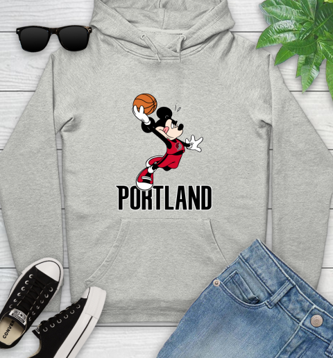 NBA Basketball Portland Trail Blazers Cheerful Mickey Mouse Shirt Youth Hoodie 2