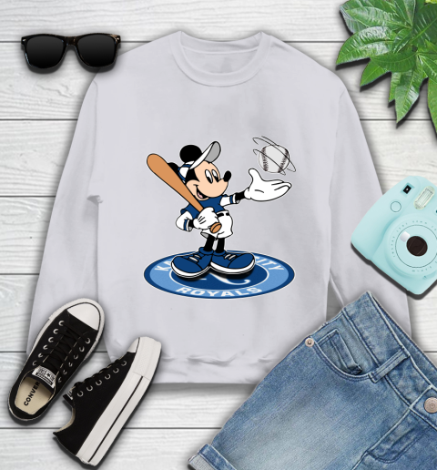 MLB Baseball Kansas City Royals Cheerful Mickey Disney Shirt Youth Sweatshirt 4