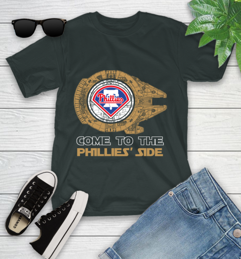 MLB Come To The Philadelphia Phillies Side Star Wars Baseball Sports Youth T-Shirt 6