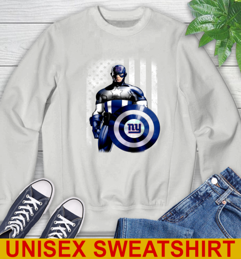 New York Giants NFL Football Captain America Marvel Avengers American Flag Shirt Sweatshirt 5