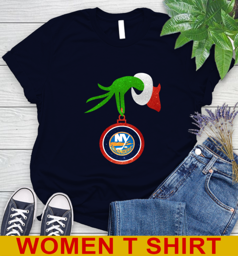 New York Islanders Grinch Merry Christmas NHL Hockey Women's T-Shirt 3