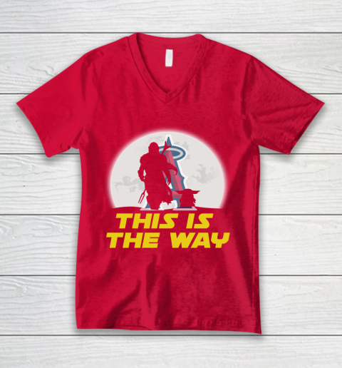Los Angeles Angels MLB Baseball Star Wars Yoda And Mandalorian This Is The Way V-Neck T-Shirt 6