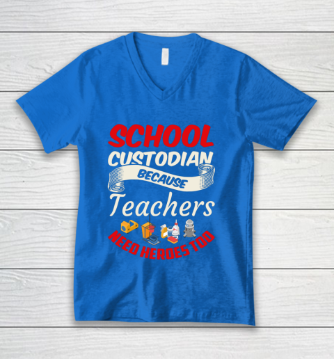 School Custodian Shirt Jokey Funny Saying Custodian V-Neck T-Shirt 5