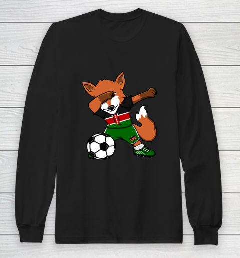 Dabbing Fox Kenya Soccer Fans Jersey Kenyan Football Lovers Long Sleeve T-Shirt