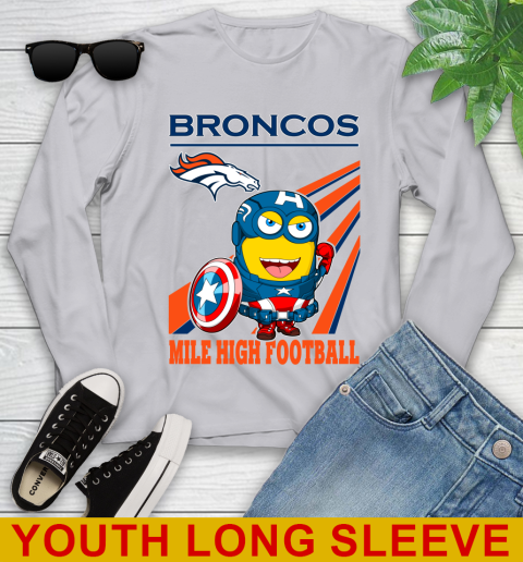 NFL Football Denver Broncos Captain America Marvel Avengers Minion Shirt Youth Long Sleeve 5