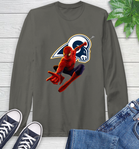NFL Spider Man Avengers Endgame Football Los Angeles Rams Long Sleeve T-Shirt 8
