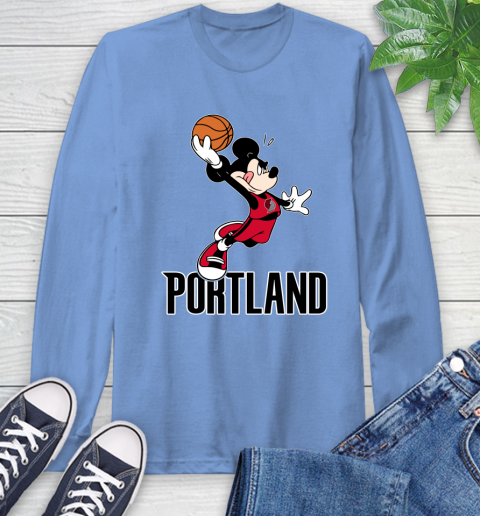 NBA Basketball Portland Trail Blazers Cheerful Mickey Mouse Shirt Long Sleeve T-Shirt 12