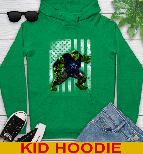 Dallas Cowboys Hulk Marvel Avengers NFL Football American Flag Youth Hoodie 8