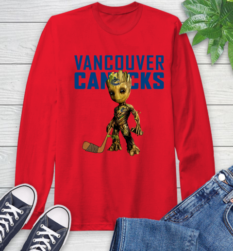 Vancouver Canucks NHL Hockey Groot Marvel Guardians Of The Galaxy Long Sleeve T-Shirt 10