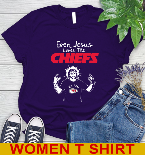 Kansas City Chiefs NFL Football Even Jesus Loves The Chiefs Shirt Women's T-Shirt 4
