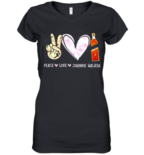 Nice Peace Love Johnnie Walker Women's V-Neck T-Shirt