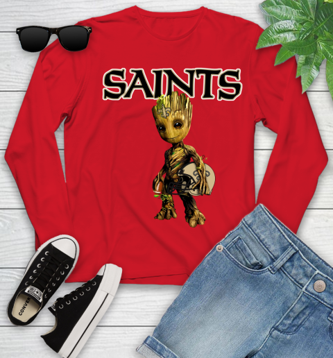 New Orleans Saints NFL Football Groot Marvel Guardians Of The Galaxy Youth Long Sleeve 11