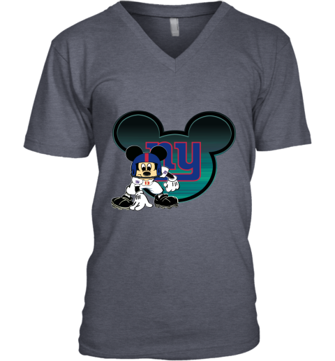 NFL New York Giants Mickey Mouse Disney Football T Shirt t3llp5ssmwx v neck unisex 8 95 151514 front heather navy