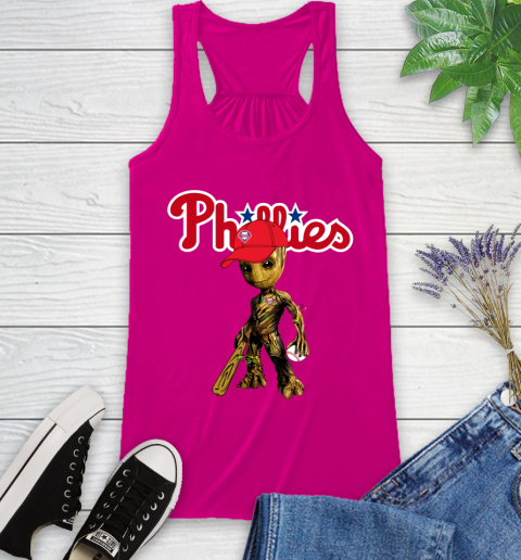 MLB Philadelphia Phillies Groot Guardians Of The Galaxy Baseball Racerback Tank 8