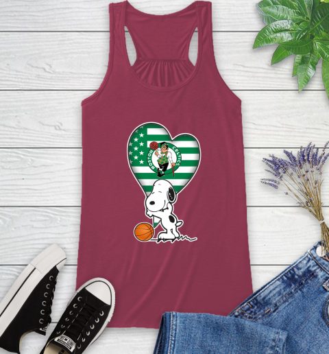 Boston Celtics NBA Basketball The Peanuts Movie Adorable Snoopy Racerback Tank 8