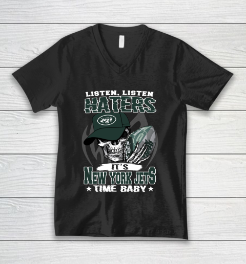 Listen Haters It is JETS Time Baby NFL V-Neck T-Shirt