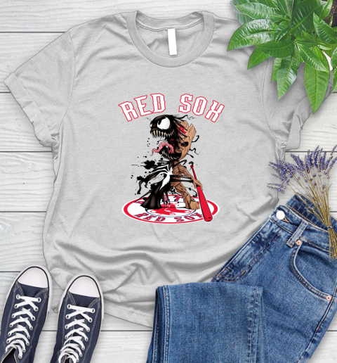 MLB Boston Red Sox Baseball Venom Groot Guardians Of The Galaxy Women's T-Shirt
