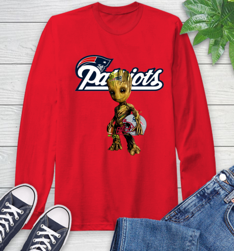 New England Patriots NFL Football Groot Marvel Guardians Of The Galaxy Long Sleeve T-Shirt 10