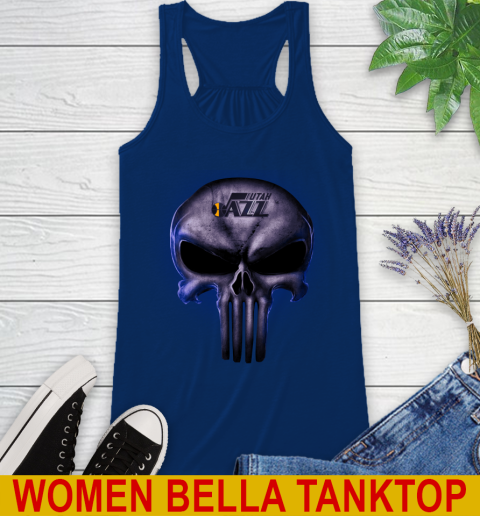 Utah Jazz NBA Basketball Punisher Skull Sports Racerback Tank 7