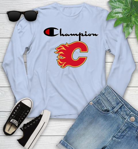 NHL Hockey Calgary Flames Champion Shirt Youth Long Sleeve 6