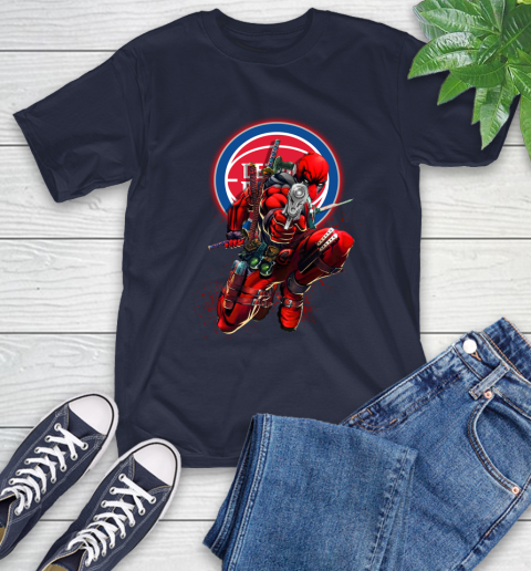 NBA Deadpool Marvel Comics Sports Basketball Detroit Pistons T-Shirt 4