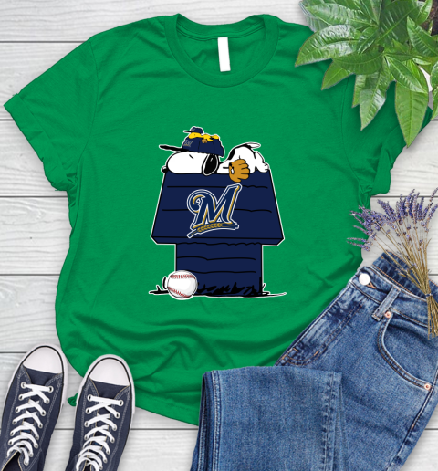 MLB Milwaukee Brewers Snoopy Woodstock The Peanuts Movie Baseball T Shirt Women's T-Shirt 6