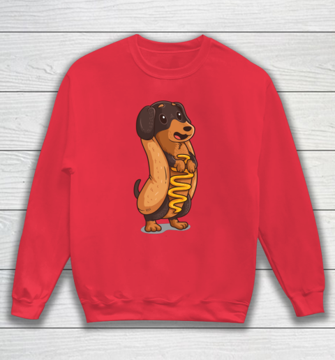 Wiener Dog Hotdog Bun Dachshund Funny Foodie Gift Hot Dog Sweatshirt 6