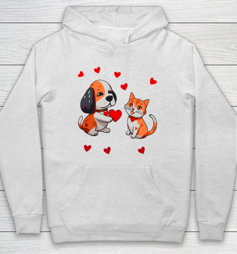 A Dog That Offers A Red Heart For Me A Cat On A Valentine Hoodie