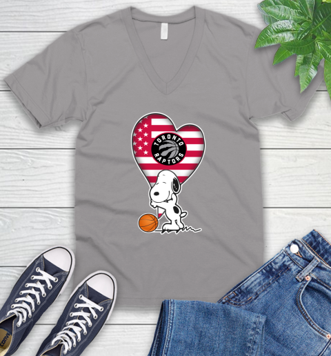 Toronto Raptors NBA Basketball The Peanuts Movie Adorable Snoopy V-Neck T-Shirt 4