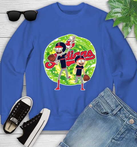 MLB Cleveland Indians Rick And Morty Baseball Sports Youth Sweatshirt 8