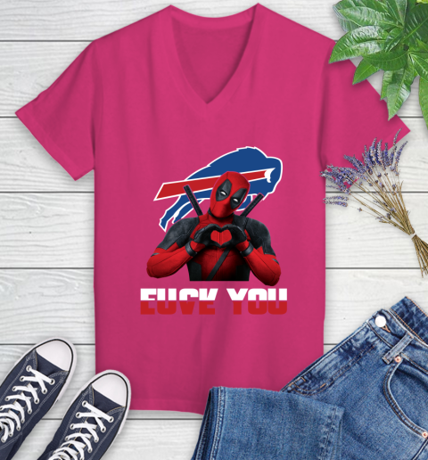 NHL Buffalo Bills Deadpool Love You Fuck You Football Sports Women's V-Neck T-Shirt 9