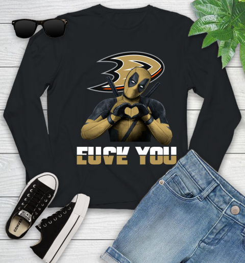 NHL Deadpool Love You Fuck You Hockey Sports Youth Long Sleeve
