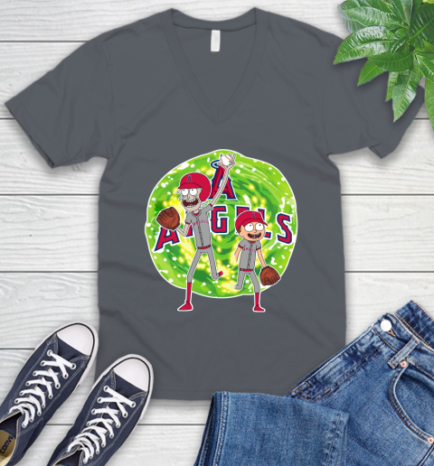 MLB Los Angeles Angels Rick And Morty Baseball Sports V-Neck T-Shirt 5